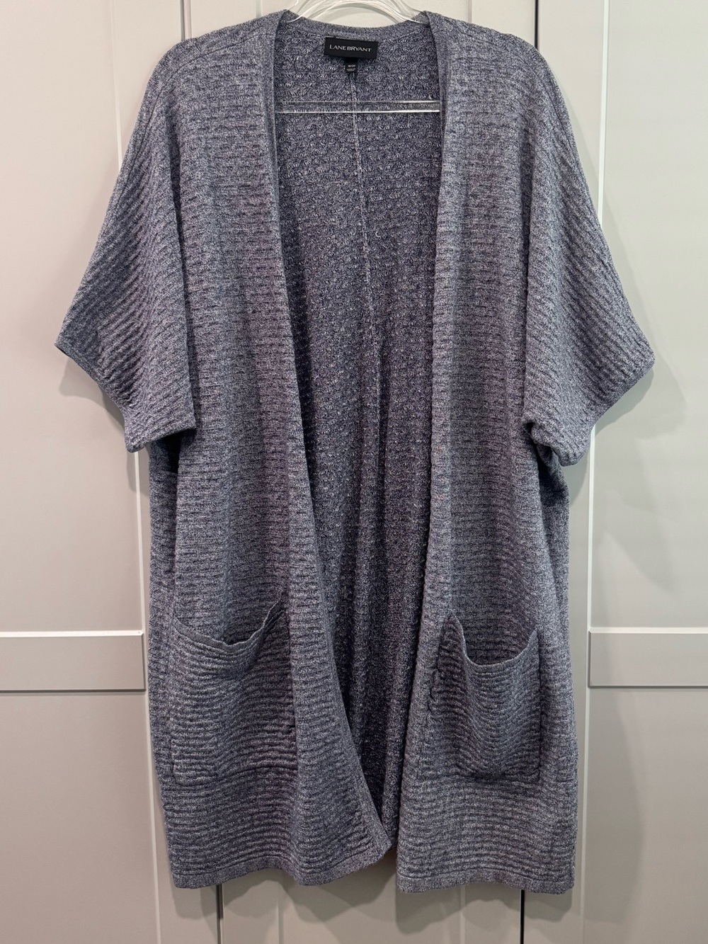 Lane Bryant Heather Gray Open-Front Short Sleeve Cardigan